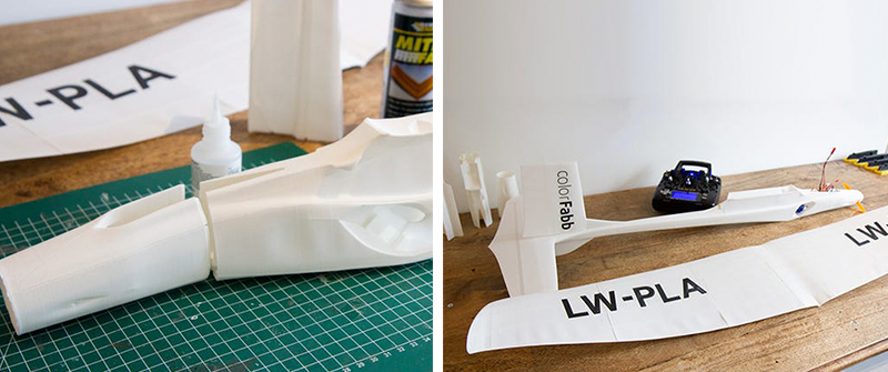 Model aircraft printed with LW-PLA.